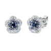 Ohrstecker 750 Weißgold 32 Saphire 0,4ct blau 30 Brillanten 0,18ct TW-VSI 9x9,3mm