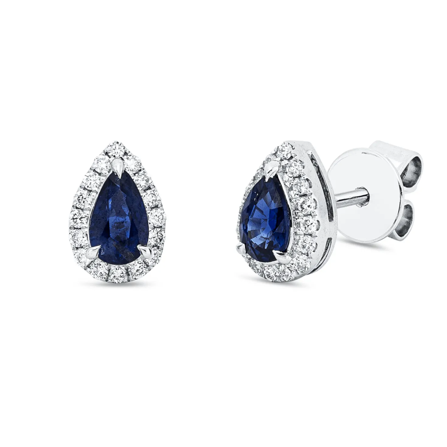 Ohrstecker 750 Weißgold 2 Saphire 0,51ct blau 32 Brillanten 0,12ct W-SI 7,2x5,1mm