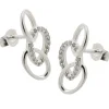 Ohrstecker 16x7mm drei Ellipsen mit weißen Zirkonia 925 Silber Ohrschmuck