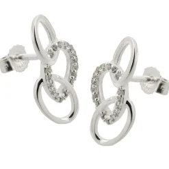 Ohrstecker 16x7mm drei Ellipsen mit weißen Zirkonia 925 Silber Ohrschmuck