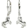 Orringe Ohrhänger 8x26mm Boutons Pferd Pferde aus 925 Silber Ohrschmuck