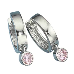 Paar Creole Creolen 3,2x18mm 2 x Zirkonia rosé & 925 Silber Ohrschmuck Damen