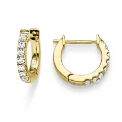 Paar Creolen aus 585 Gold Gelbgold mit 16 Diamant-Brillanten 0,25 ct. TW-SI