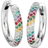 Paar Creolen aus 585 Gold Weißgold mit 74 bunten Diamanten Brillanten multicolor