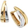 Paar Creolen Creole Ohrringe, 15.3mm, 333 Gold Gelbgold teilrhodiniert