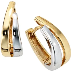 Paar Creolen Creole Ohrringe, 15.3mm, 333 Gold Gelbgold teilrhodiniert