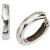 Paar Creolen Creole Ohrringe, 13.9mm, 375 Gold Weißgold, Klappmechanik