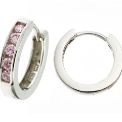 Paar Creolen Creole Ohrringe 14,6mm 925 Silber 10 Zirkonia rose