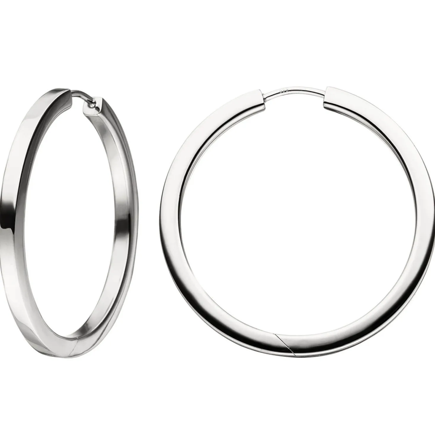 Paar Creolen 36,4mm Klappcreolen, rund, 925 Silber rhodiniert Ohrschmuck
