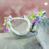 Paar Creolen Ohrringe 13x1,7mm Blüte Zirkonia farbig 925 Silber glänzend Kinder