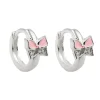 Paar Creolen Ohrringe 11x2mm Schmetterlinge rosa lackiert Zirkonia 925 Silber