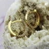 Paar Creolen Ohrringe 13x2mm seitlich mit Zirkonia 9Kt 375 Gold Gelbgold