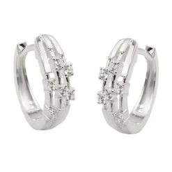 Paar Creolen Ohrringe 15x13x5mm mit weißen Zirkonia oval 925 Silber