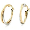Paar Creolen 19x2mm aus 375 Gold Gelbgold & Weißgold Ohrschmuck Ohrringe