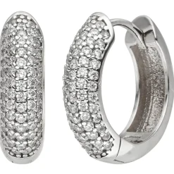 Paar Creolen 17,7x4,8mm aus 925 Silber mit 130 Zirkonia Ohrringe Ohrschmuck