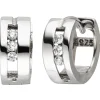 Paar Creolen 12,5x5,6mm aus 925 Silber mit 6 Zirkonia weiß Ohrringe Ohrschmuck
