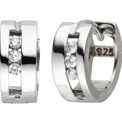 Paar Creolen 12,5x5,6mm aus 925 Silber mit 6 Zirkonia weiß Ohrringe Ohrschmuck