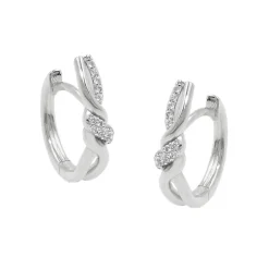 Paar Creolen 17x4mm überkreuzt mit Zirkonia 925 Silber glänzend