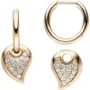 Paar Creolen 8,1x18,6mm 34 Brillanten Blättchen Tropfen 585 Rotgold 2-teilig