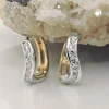 Paar Creolen 12x3mm Ohrringe Klappcreole mit Zirkonia, 375 Gold Gelbgold bicolor