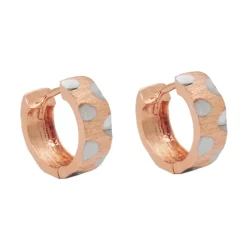 Paar Creolen 12x5mm Ohrringe Ohrschmuck mit Pünktchen, 375 Gold Rotgold bicolor