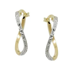 Paar Creolen 17x1mm Ohrringe oval 375 Gold Gelbgold rhodiniert bicolor Damen
