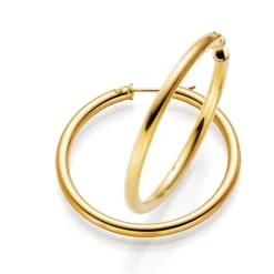 Paar Creolen 36x3mm rund 585 Gold Gelbgold, Ohrringe Ohrschmuck glänzend Damen