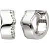 Paar Creolen 12,4x6,5mm 925 Silber mit 24 Zirkonia Ohrringe gewellt Ohrschmuck
