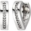 Paar Creolen 13,3x3,8mm spitz-oval 925 Silber 20 Zirkonia Ohrringe Ohrschmuck