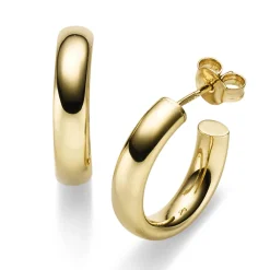 Paar Halbcreolen Creolen-Stecker 18x4mm aus 585 Gold Gelbgold rund glänzend