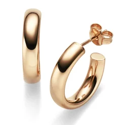 Paar Halbcreolen Creolen-Stecker 18x4mm aus 585 Gold Rotgold rund glänzend