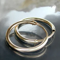 Paar kleine Creolen Ø10mm Drahtcreole 9Kt 375 Gold Gelbgold Ohrringe glänzend