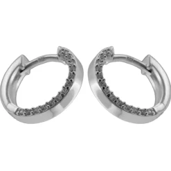 Paar kleine Creolen Ohrringe 13x2mm mit Zirkonia seitlich 925 Silber Kinder