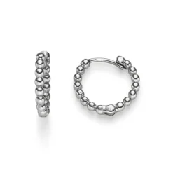 Paar kleine Ohrringe Creolen Kügelchen 12,5x2mm 585 Gold Weißgold Ohrschmuck
