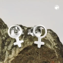 Paar kleine Ohrstecker 9x5mm Symbol Weiblichkeit 925 Silber glänzend schlicht