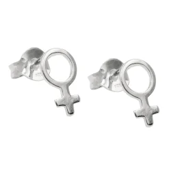 Paar kleine Ohrstecker 9x5mm Symbol Weiblichkeit 925 Silber glänzend schlicht
