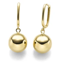 Paar Ohrhänger Ohrringe Creolen mit Kugel aus 585 Gold Gelbgold 28,5x11mm