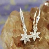 Paar Ohrhänger Ohrringe 23x6mm Blume oder Stern Zirkonia 925 Silber Kinder