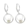 Paar Ohrhänger Ohrringe 30x13mm 2 Kreise mit Süßwasserperle 925 Silber