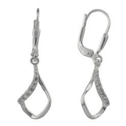 Paar Ohrhänger Ohrringe 30x9mm Rhombus gedreht mit Zirkonia 925 Silber