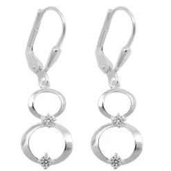 Paar Ohrhänger Ohrringe 31x10mm 2 Ringe mit Zirkonia aus 925 Silber