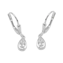Paar Ohrhänger Ohrringe 23x5mm Tropfen mit Zirkonia 925 Silber Kinder