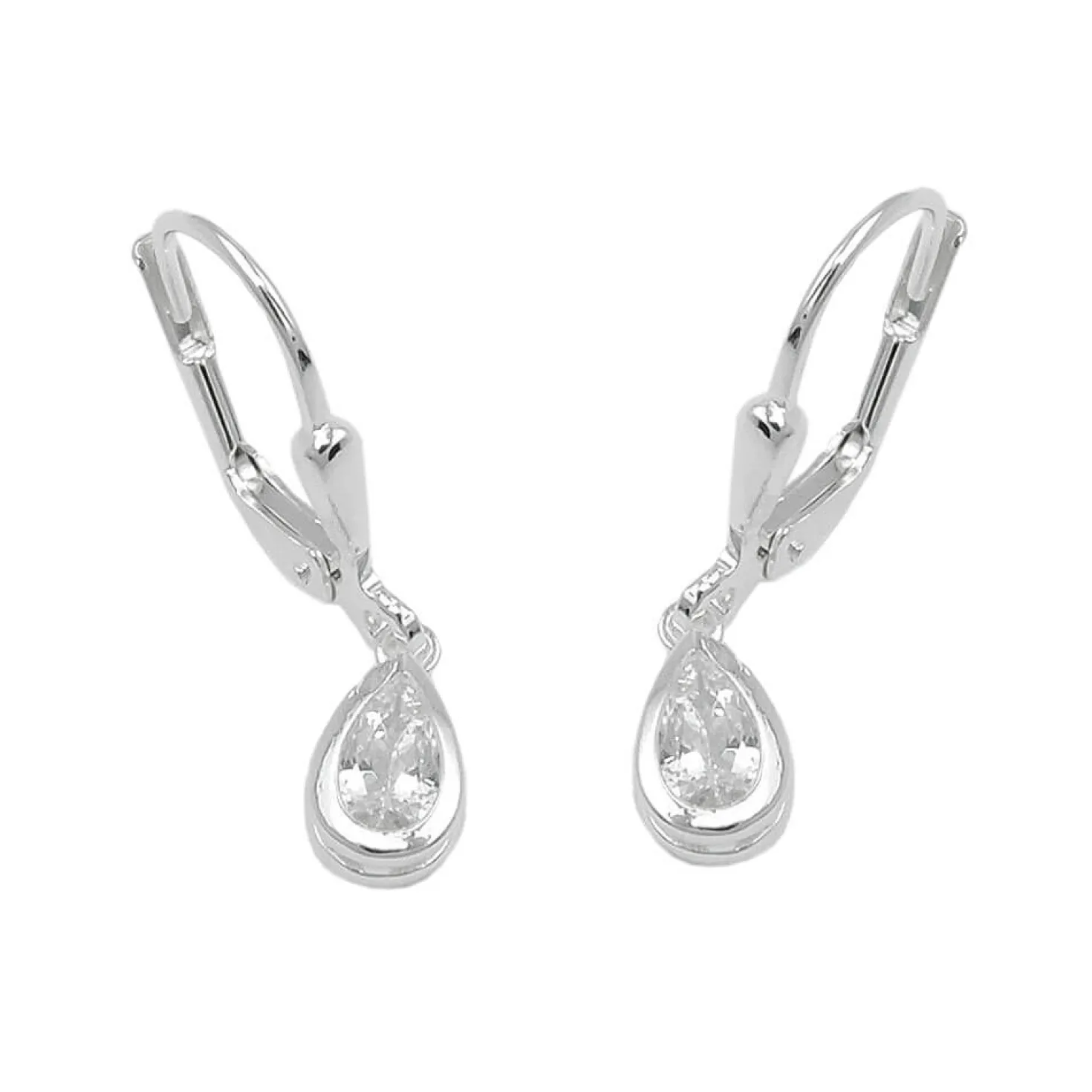 Paar Ohrhänger Ohrringe 23x5mm Tropfen mit Zirkonia 925 Silber Kinder