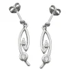 Paar Ohrhänger 28x6mm mit Stecker 925 Silber mit Zirkonia weiß Ohrschmuck Damen