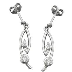 Paar Ohrhänger 28x6mm mit Stecker 925 Silber mit Zirkonia weiß Ohrschmuck Damen