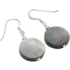 Paar Ohrringe aus Perlmutt Disk Ø14mm 925 Silber rund flach schlicht Ohrschmuck