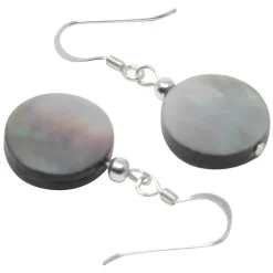 Paar Ohrringe aus Perlmutt Disk Ø14mm 925 Silber rund flach schlicht Ohrschmuck