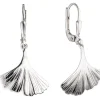 Paar Ohrringe Boutons Ohrhänger 17,2x30,8mm Gingko Ginkoblätter 925 Silber