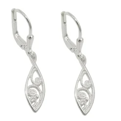 Paar Ohrringe Brisur Ohrhänger 31x6mm mit Muster orientalisch 925 Silber