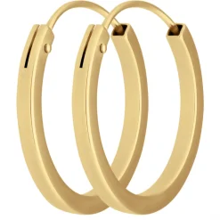 Paar Ohrringe Creolen flach vierkant Ohrschmuck aus 585 Gold Gelbgold 16x1,5mm
